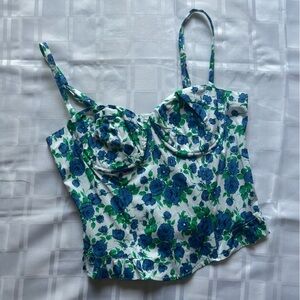 725 Originals Vintage Floral Blue and Green Corset Style Tank Top